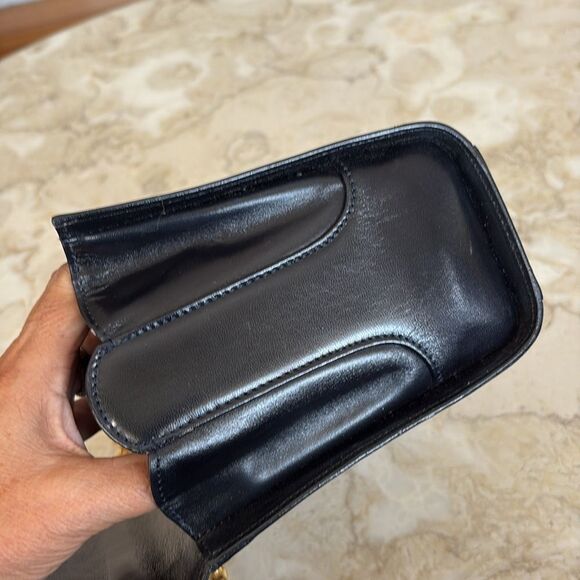 Bally Structured Leather Kelly Style Satchel Bag Detachable Metal Chain Strap - Picture 10 of 16